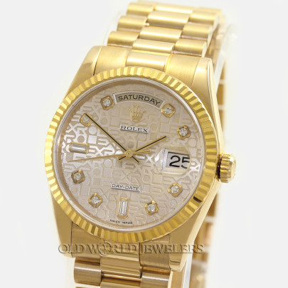 Rolex Day Date 36 President Ref 118238 18K Gold Champagne Jubilee Diamond Dial Rolex Day Date 36 President Ref 118238 18K Gold Champagne Jubilee Diamond Dial